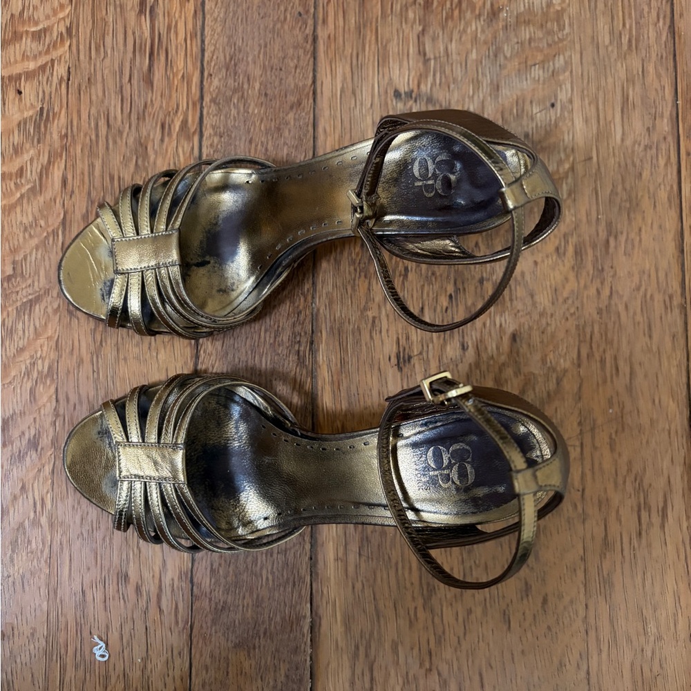 Barneys New York CO-OP Gold Strappy Heels